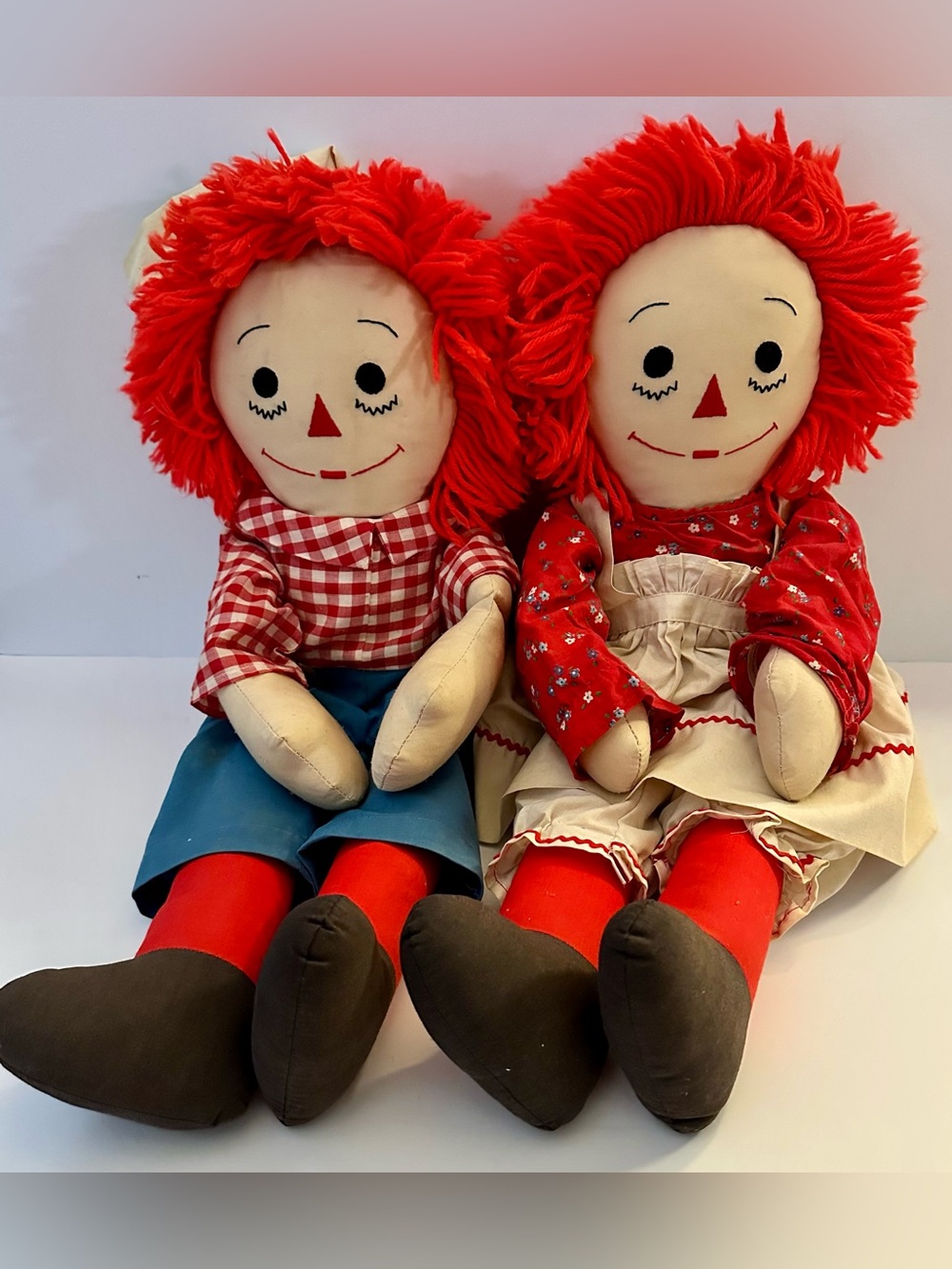 Vintage Handmade Classic Raggedy Ann & Andy Doll Pair